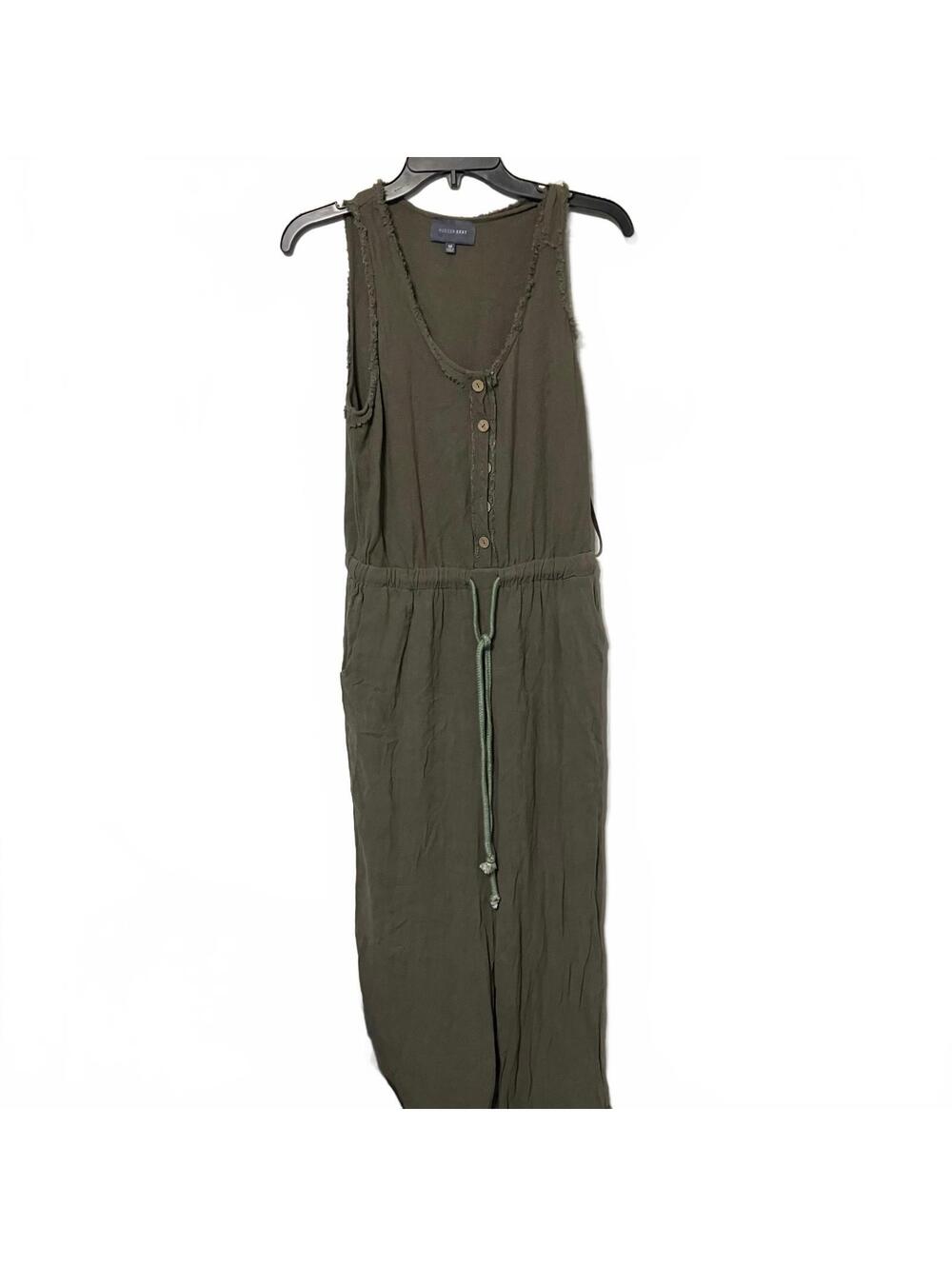 Hudson Gray Olive Gorpcore Military Chic Sleeveless Button Front Jumpsuit Medium